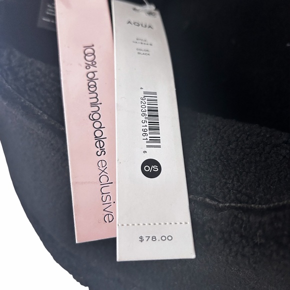 Bloomingdale's Aqua Reversible Bucket Hat Faux Shearling Wide Brim Cloche Floppy - Picture 9 of 12